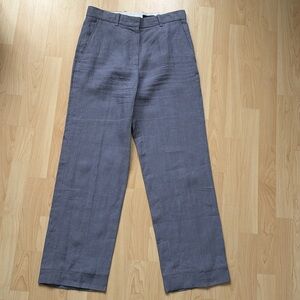 COS linen straight leg bluish grey pant, size US 6
